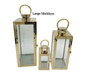 Bulk 4 Large Polish Gold Metal & Glass Lantern 18x50cmh
