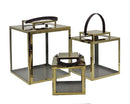 Bulk 2 Polish Gold Metal & Glass Lantern Lge 27x37cmh