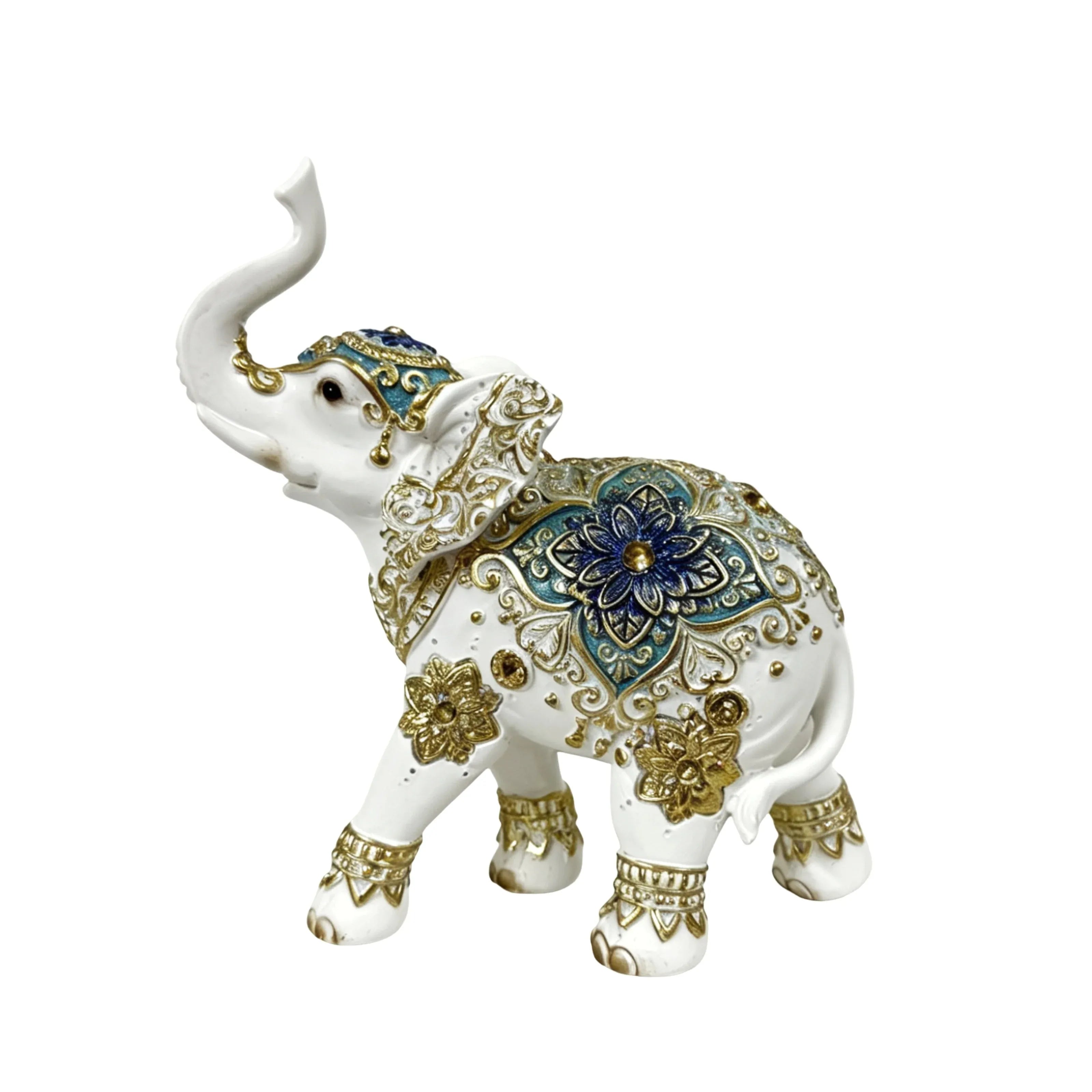 Bulk 6 Medium Resin Sapphire Filigree Elephant