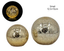 Bulk 8 Gold Crackle Led Globe Sml 12x12x10.5cm