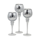 Bulk 2 Silver Crackle Candle Holder s/3 13x13x40cmh