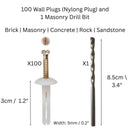 5mm x 25mm Nylon Plug (Masonry Surfaces) - 100 Pieces
