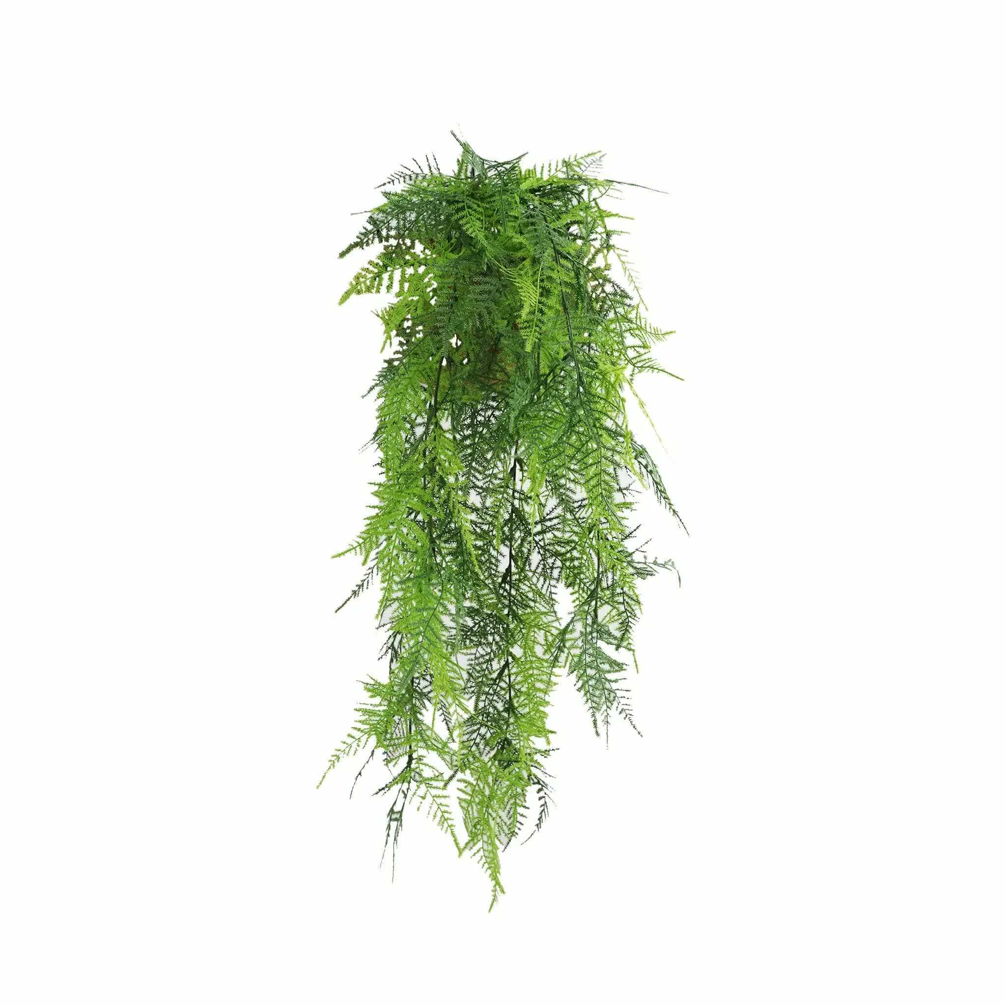 Artificial Hanging Lace Fern Vivid Green Garland Bush UV Resistant and Fire Rated 15cm x 76cm