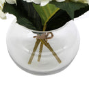 Premium Faux Hydrangea with Glass Vase (Artificial Flowering White Hydrangea) 23cm