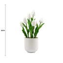 Flowering White Artificial Tulip Plant Arrangement With Ceramic Bowl 35cm