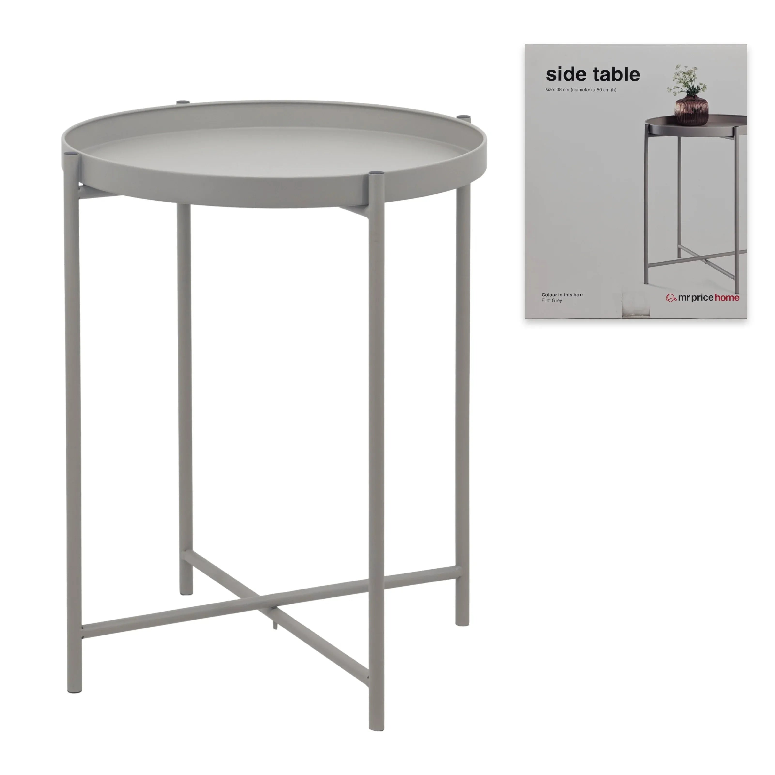 Bulk 4 Round Metal Tray Table Cream 38x50cmh