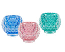 Bulk 24 Coloured Glass Candle Holder 9x9x7cm 3 Asst