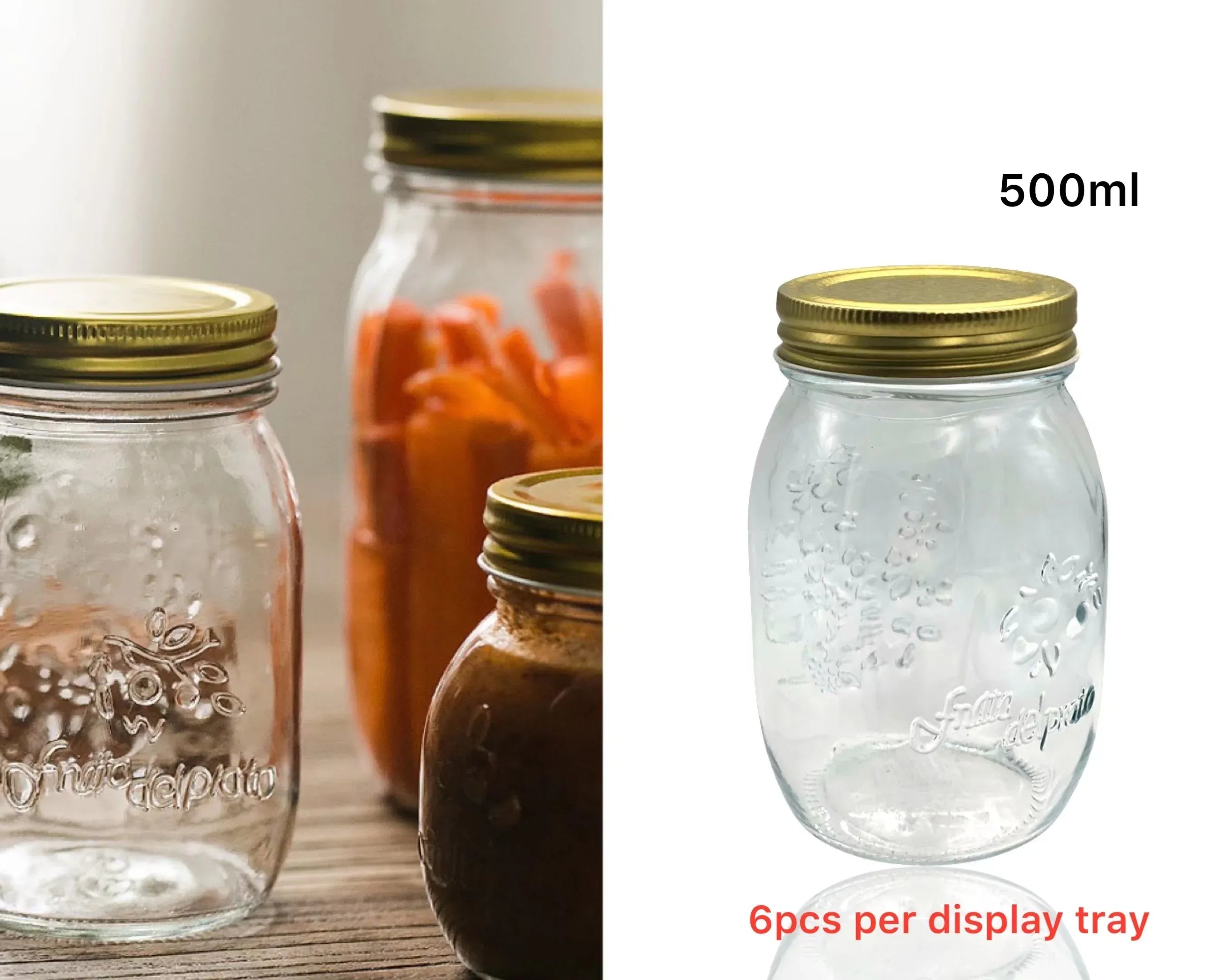 Bulk 36 Glass Jar W Metal Lid 500ml 8.2x13.5cm
