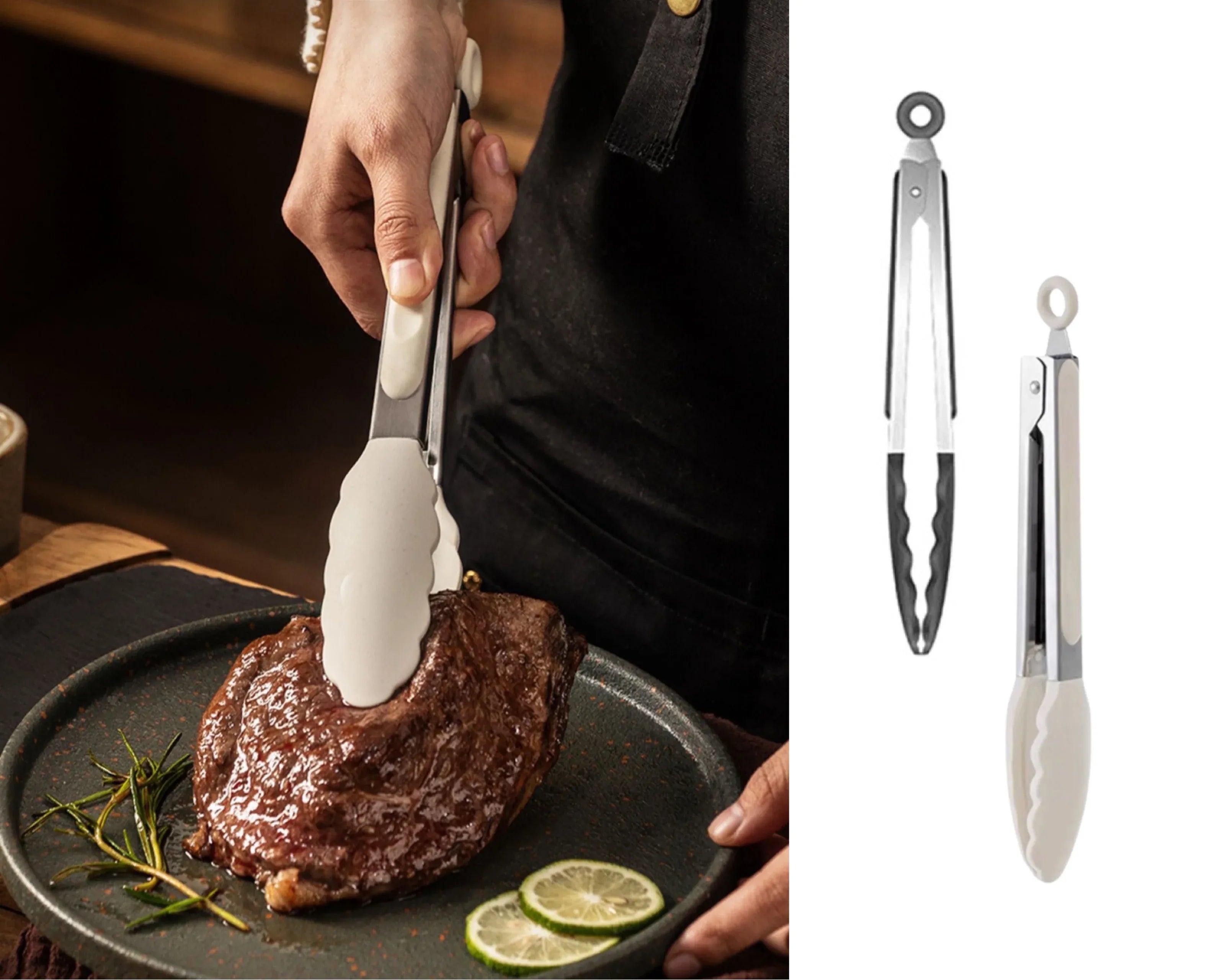 Bulk 24 Accent Silicone Tongs 34x3.5cm 2 Asst