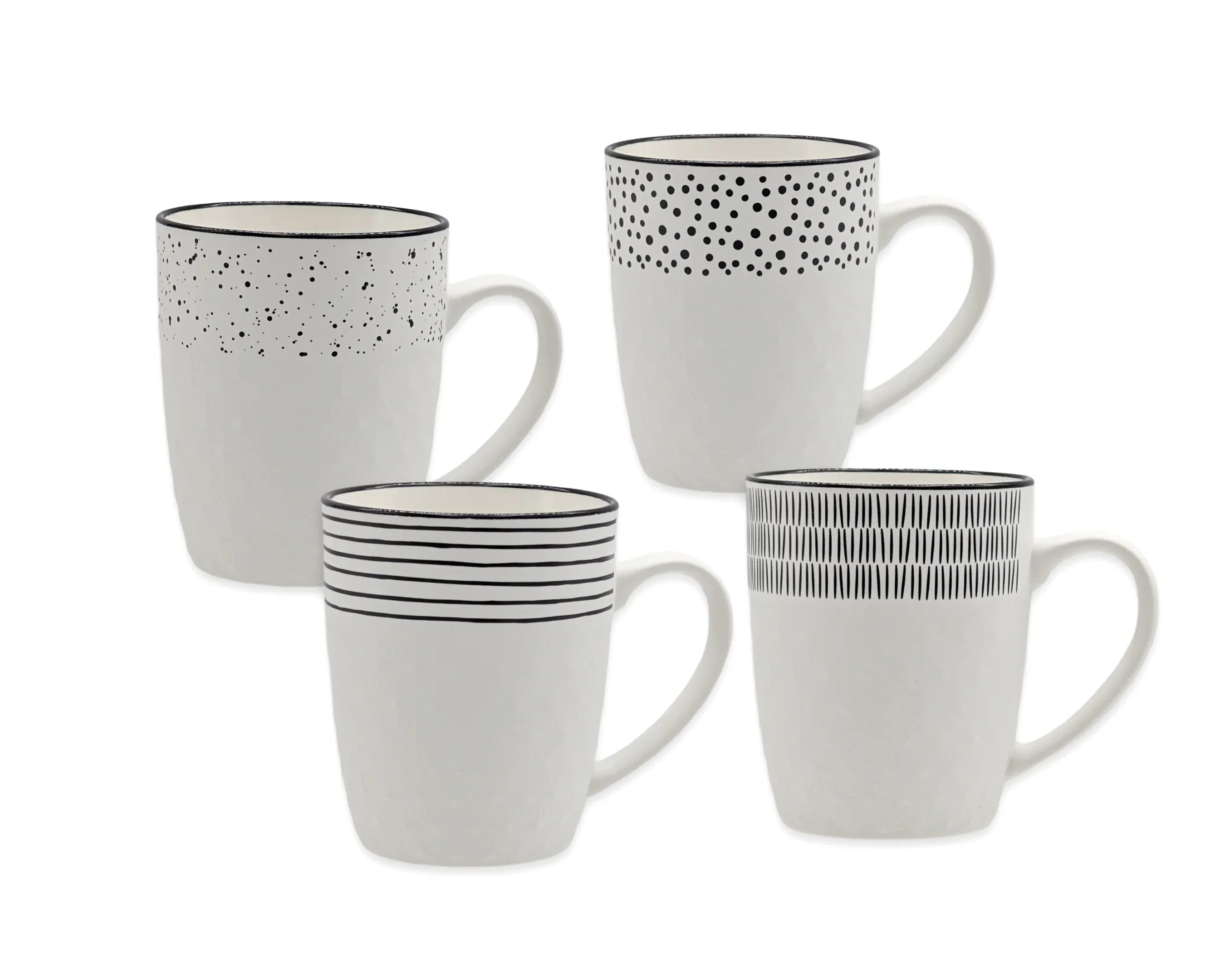 Bulk 24 Embossed Mug With Black New Bone China 380ml Asst Des