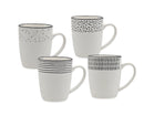 Bulk 24 Embossed Mug With Black New Bone China 380ml Asst Des