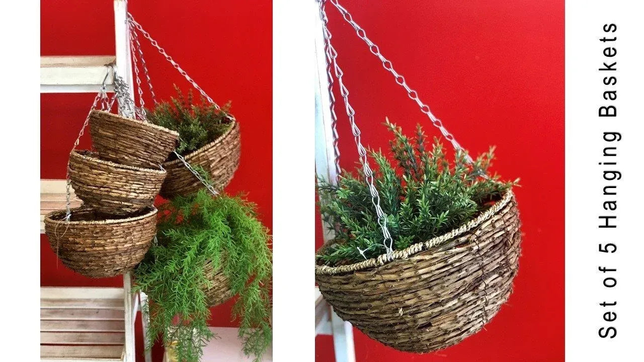 Bulk 4 Rattan Round Basket With Hanging Chain s5 31cmdx58cmh