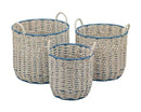 Bulk 2 Blue & Natural Paper Rope Storage Basket s/3 d35x31/36.5h