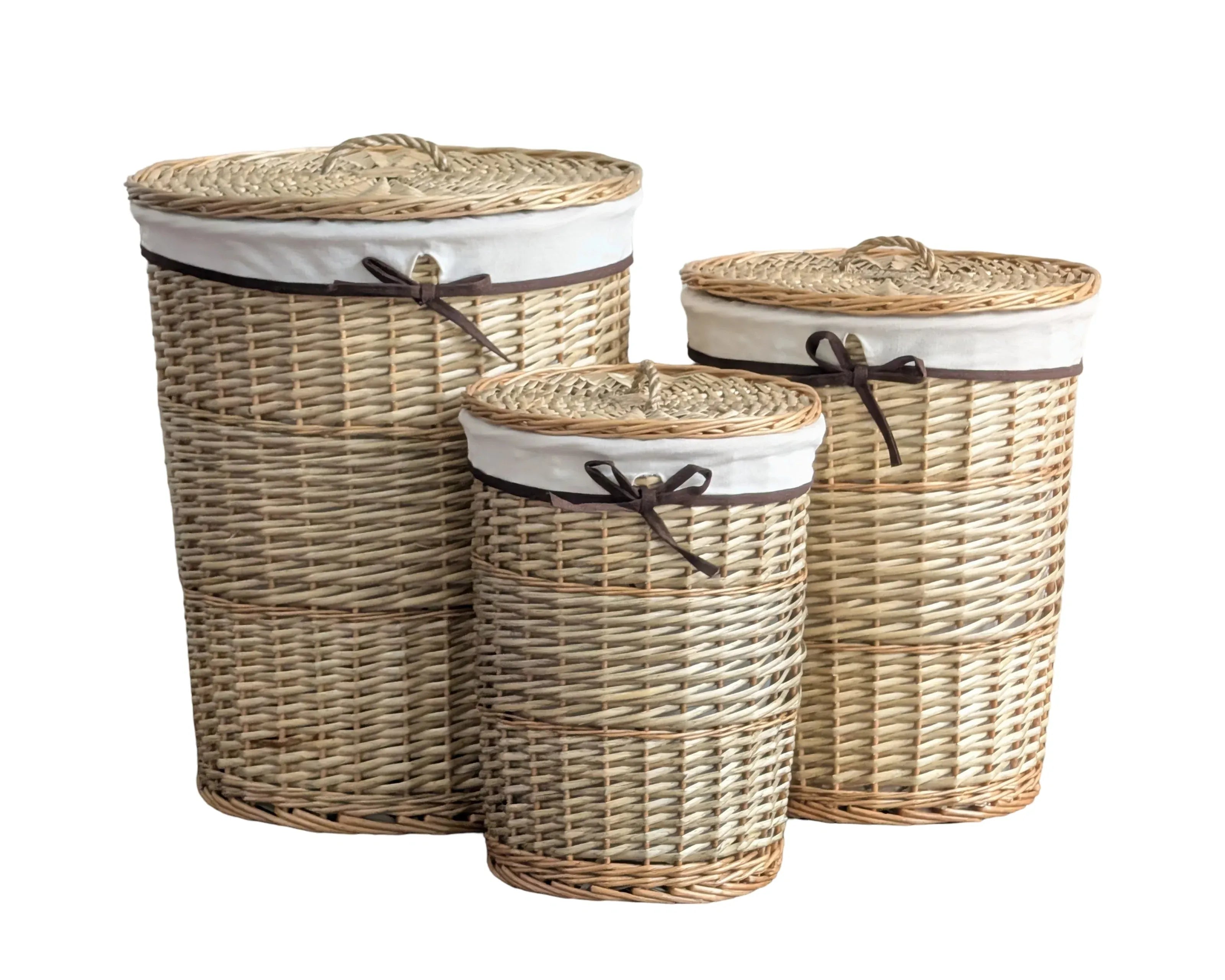 Natural Willow Basket Round s/3 45xh55cm