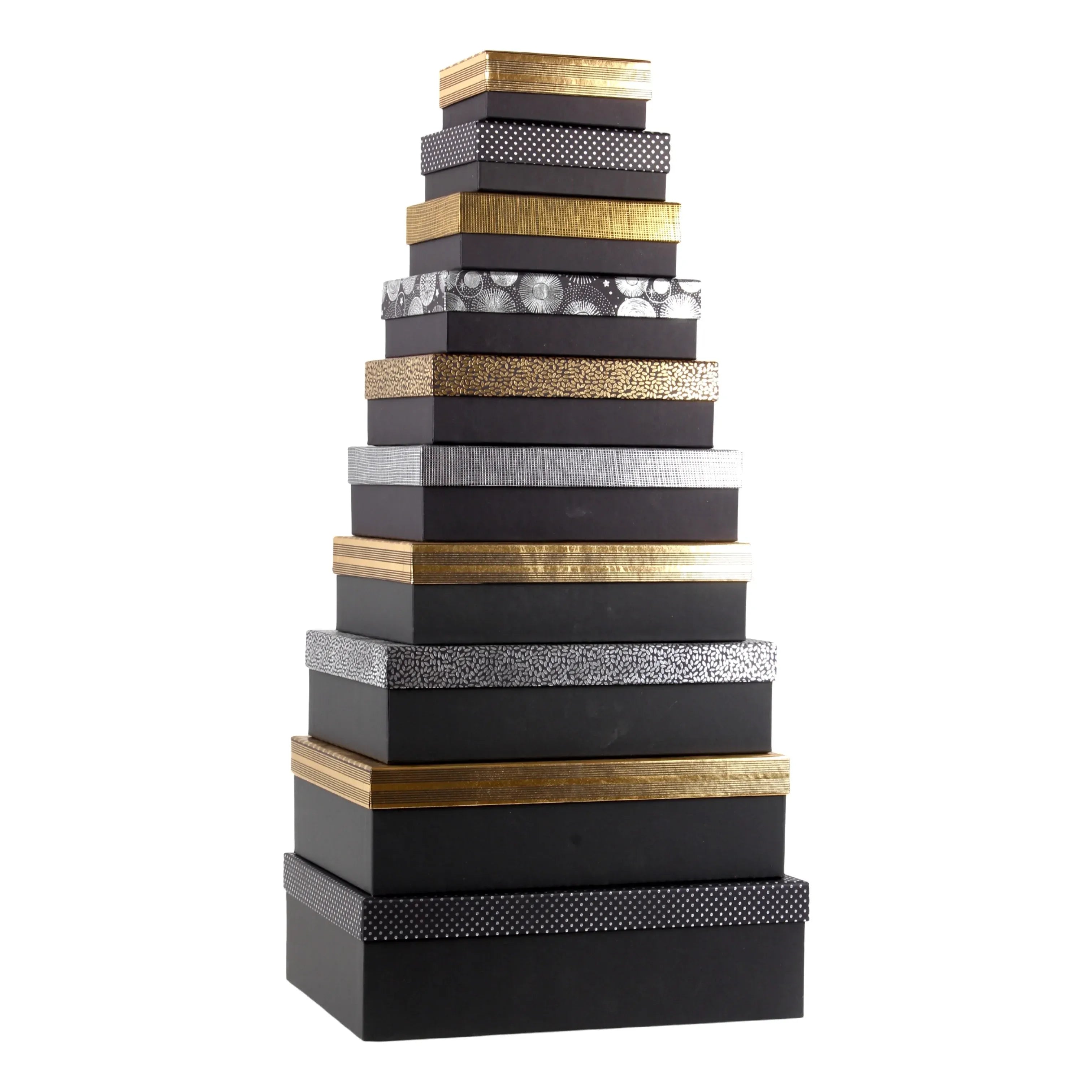 Bulk 3 Delux Gold Foil On Black Gift Box Set Of 10 37x27x11cm