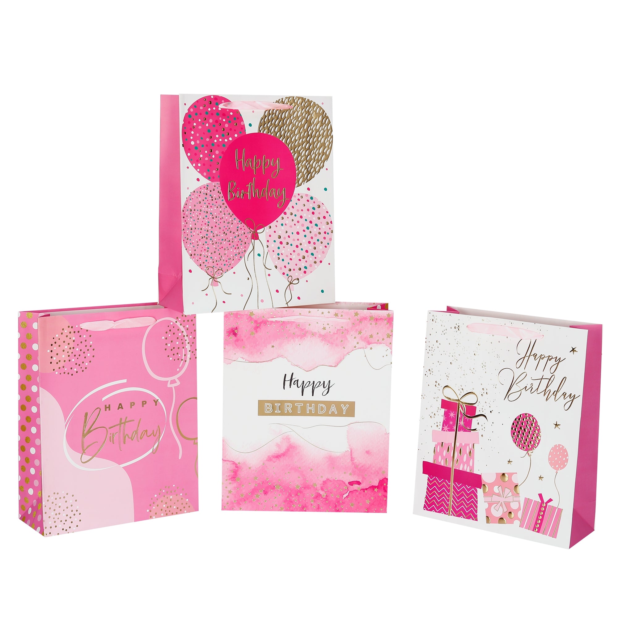 bulk 24 Medium Pink Celeberation Gift Bag Assort 17x23cm