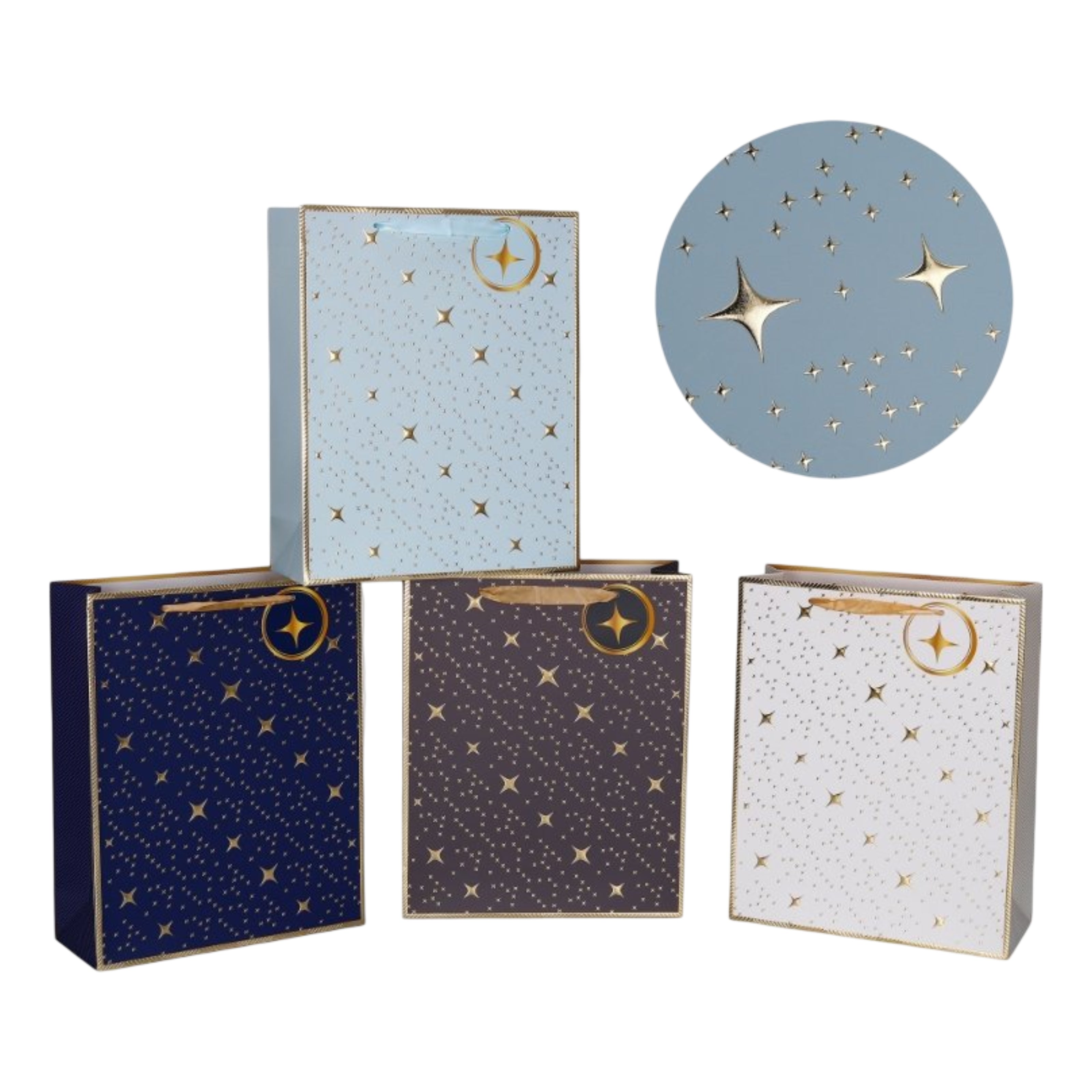 bulk 24 Large Night Sky Gift Bag Foiled 4 Asst 26x32cm