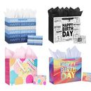 bulk 24 Medium Happy Birthday Celebration Gift Bag 4 Asst 18x23cm