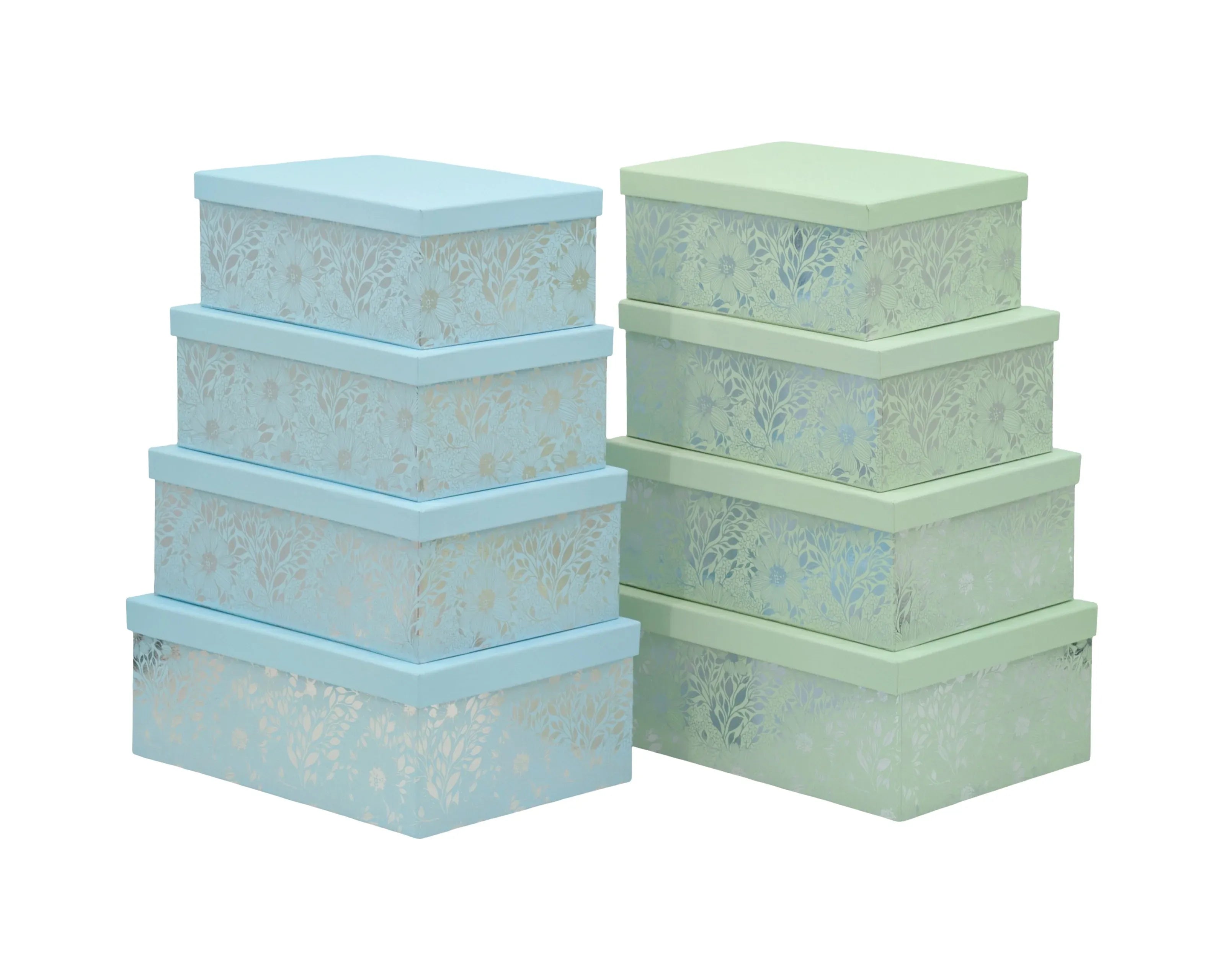 Bulk 2 Silver Foiled Floral Gift Box set18 43x34x16cm 2 Asst Cols