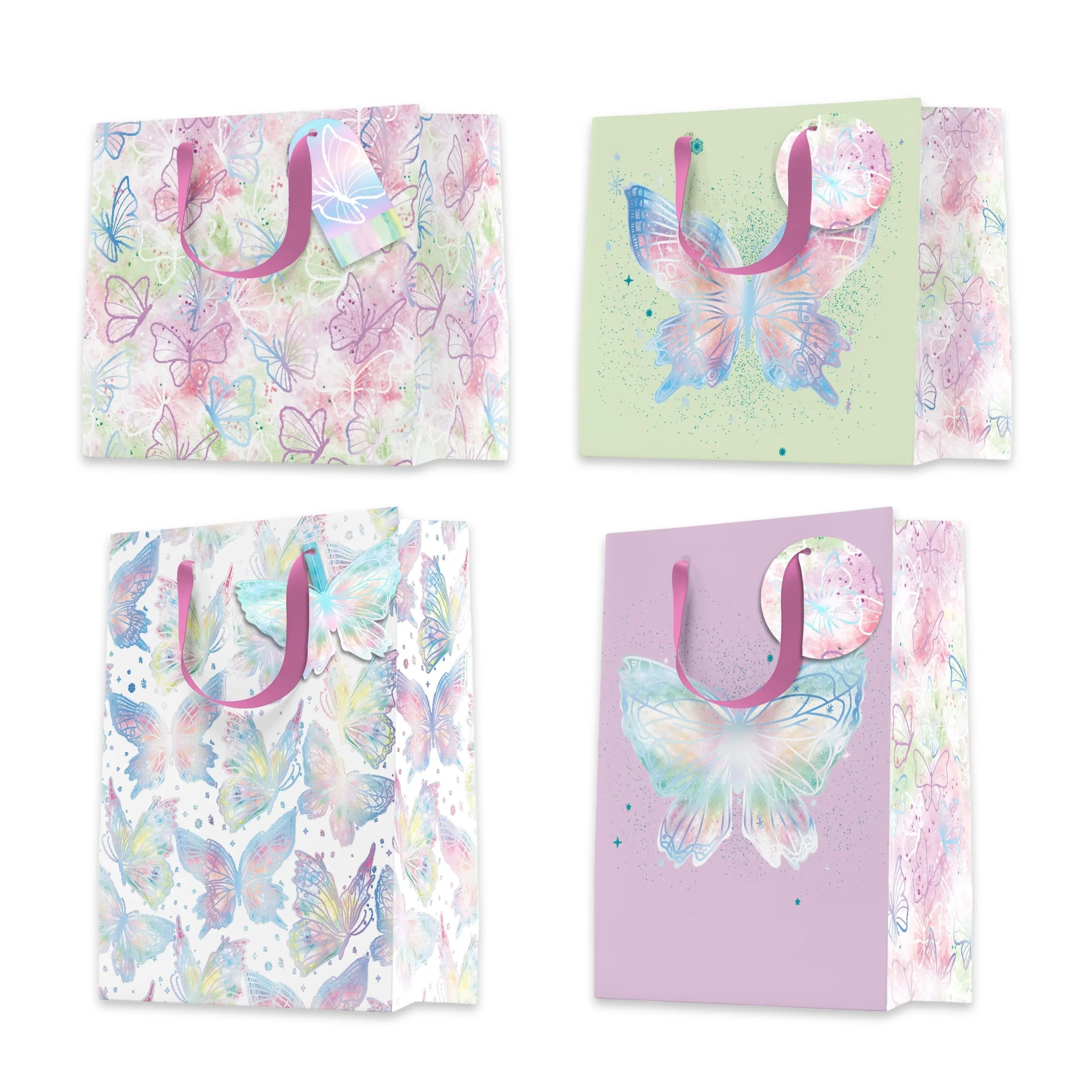 Bulk 24 Elegant Butterfly Gift Bag Med 23x17.7x10cm 4 Asst