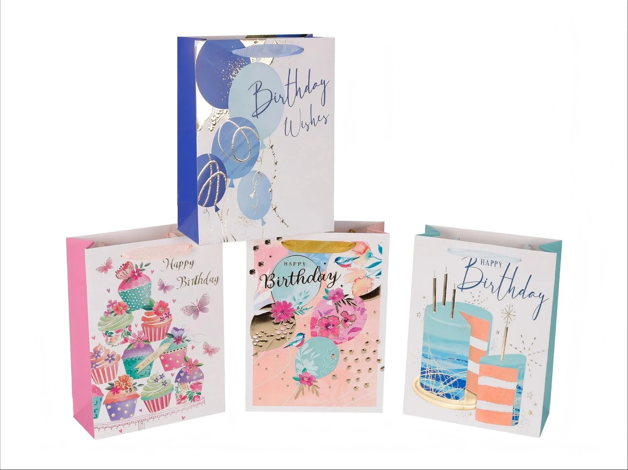 Bulk 24 Birthday Delight Gift Bag Lrg 32x26x12cm 4 Asst