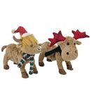 Xmas Festive Singing Dancing Moose & Yak 30cmh 2 Asst