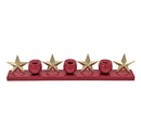 Bulk 6 Xmas Red Candle Holder W 4 Gold Stars 53x6x10.5cm