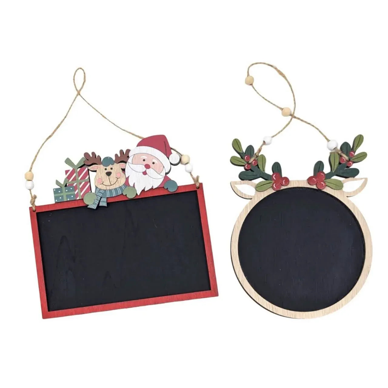 Bulk 24 Xmas Mdf Blackboard Hanger 17-18cm 2 Asst