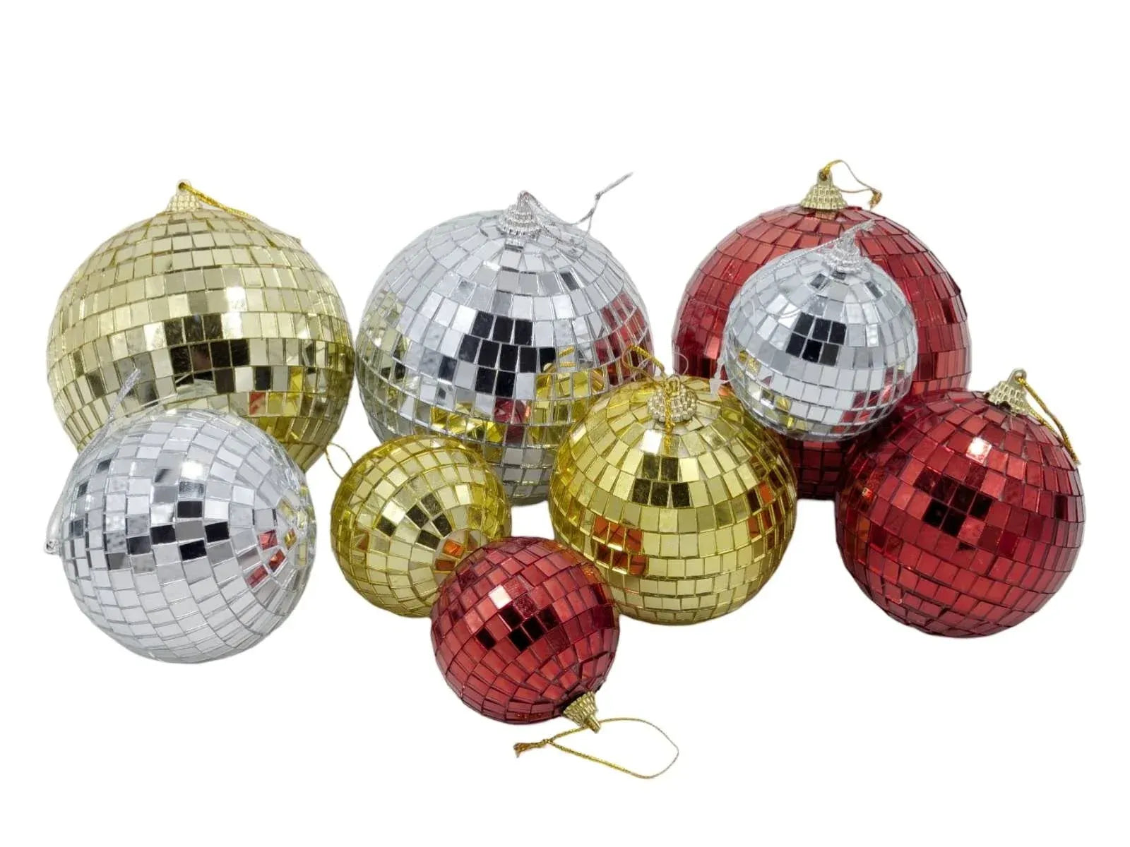 Bulk 24 Xmas Mirror Ball Hanger 6cm 3 Asst