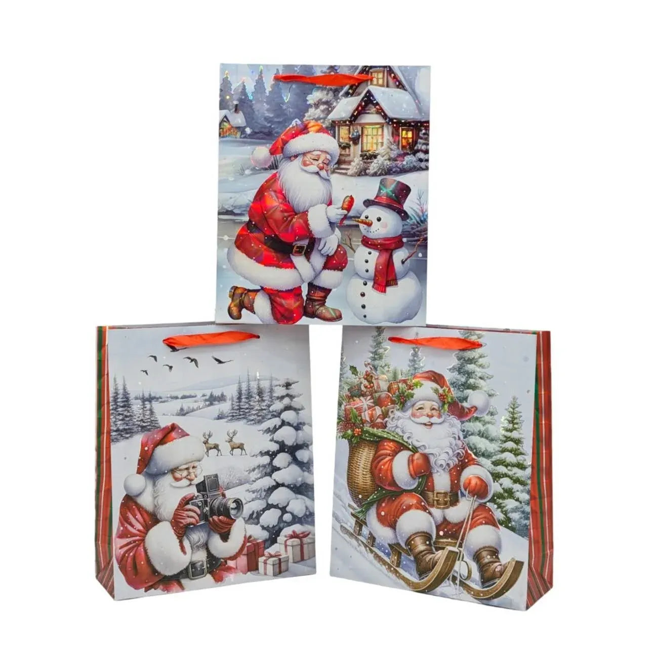 Winter Magic Santa Gift Bag Xlrg 42x31x12cm 3 Asst