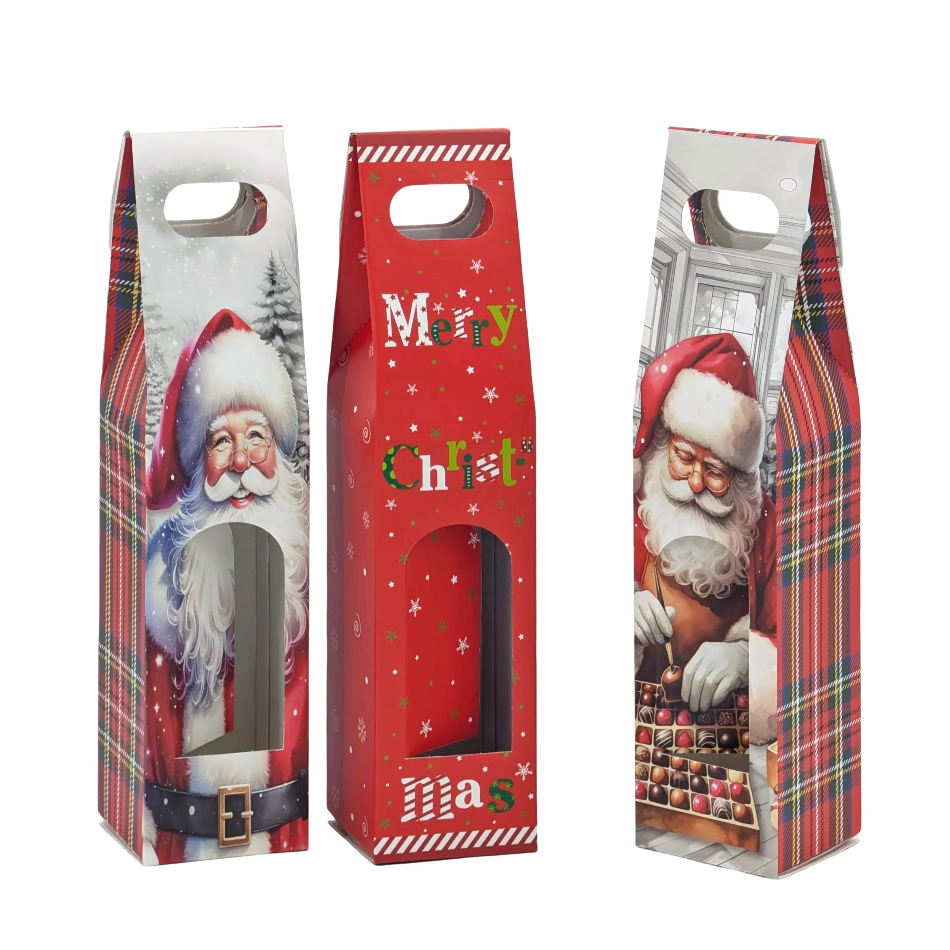 Xmas Single Wine Gift Box 8.8x38.5x8.3cm 3 Asst