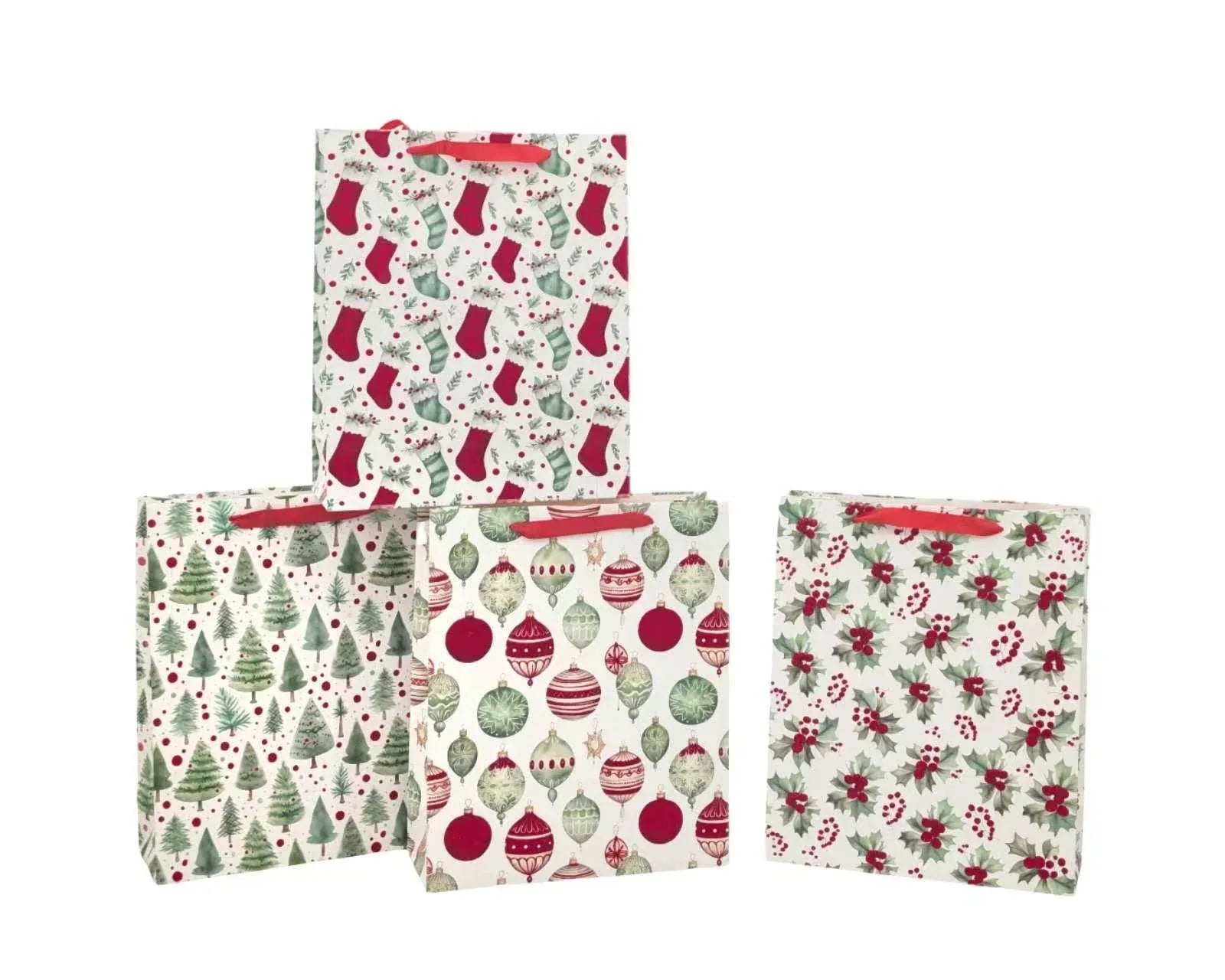 Bulk 48 Red Velvet Traditional Xmas Bag Xlrg 42x31x12cm 4 Asst