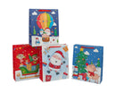 Bulk 48 Happy Fun Xmas Bag Foiled Lrg 32x26x12cm 4 Asst