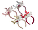 Bulk 24 Xmas Glitter Antler Hairband 4 Asst