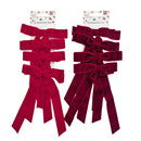 Bulk 24 Red & Burgundy Velvet Bow pk4 11x20cm 2 Asst