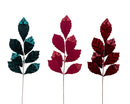 Bulk 24 Xmas Velvet Leave Pick 76cm 3 Asst
