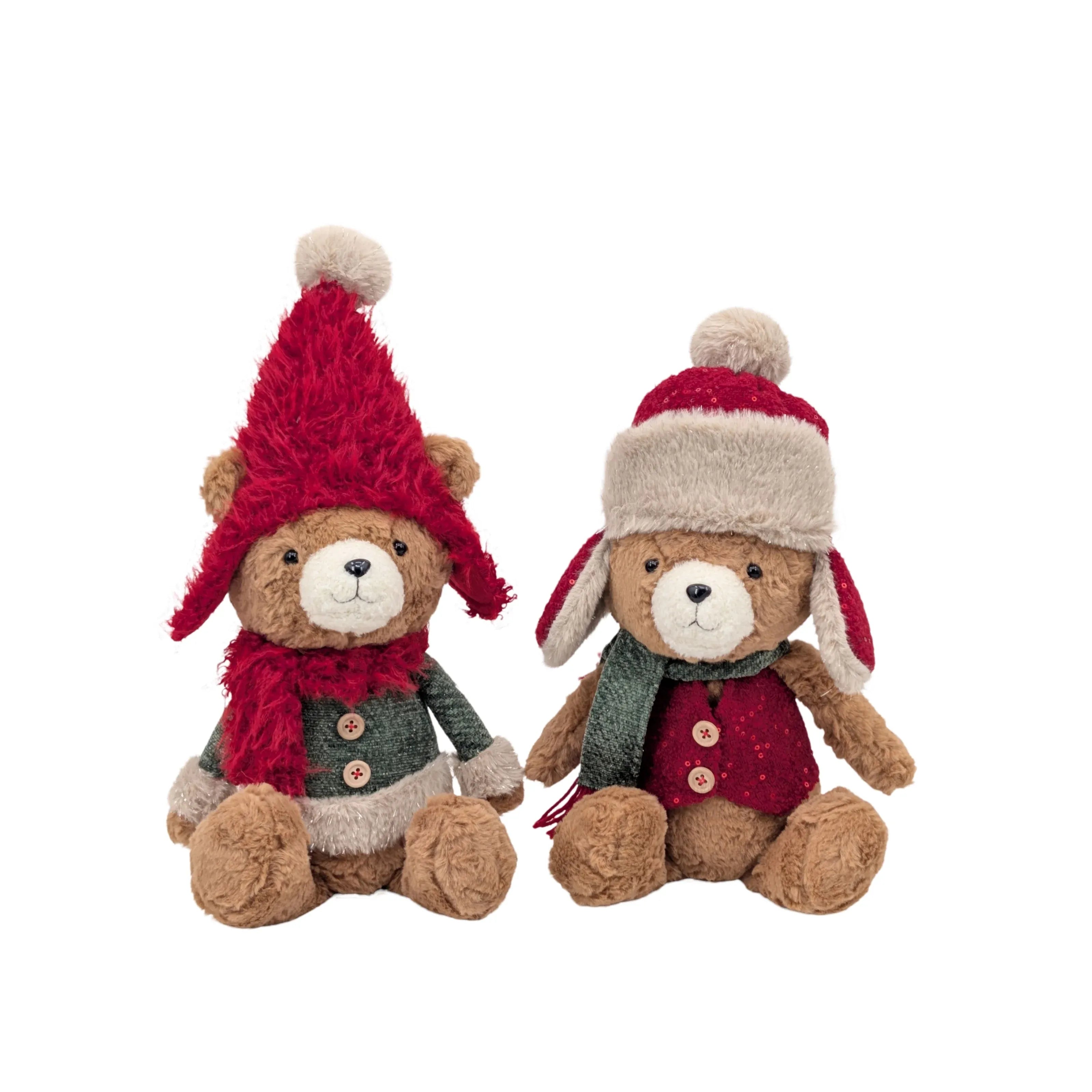 Bulk 6 Xmas Sitting Teddy Bear 16x12x47cm 2 Asst