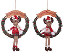 Bulk 8 Xmas Wreath W Reindeer 33x11x46cm 2 Asst