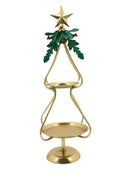 Bulk 4 Xmas Gold Metal Tray 2 Tier 20.5x20.5x61.5cm