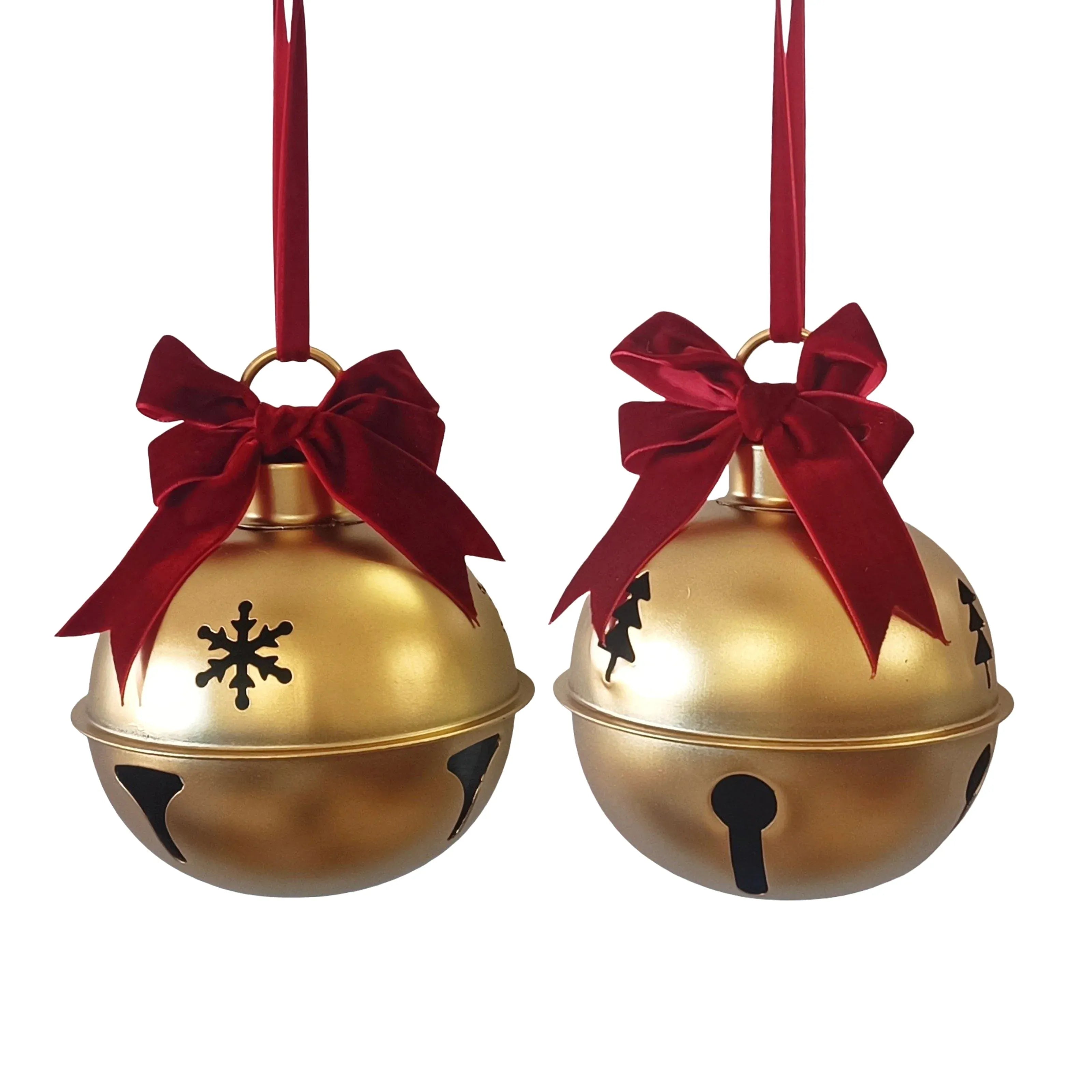 Bulk 12 Xmas Gold Bell Round 14x14x29cm 2 Asst