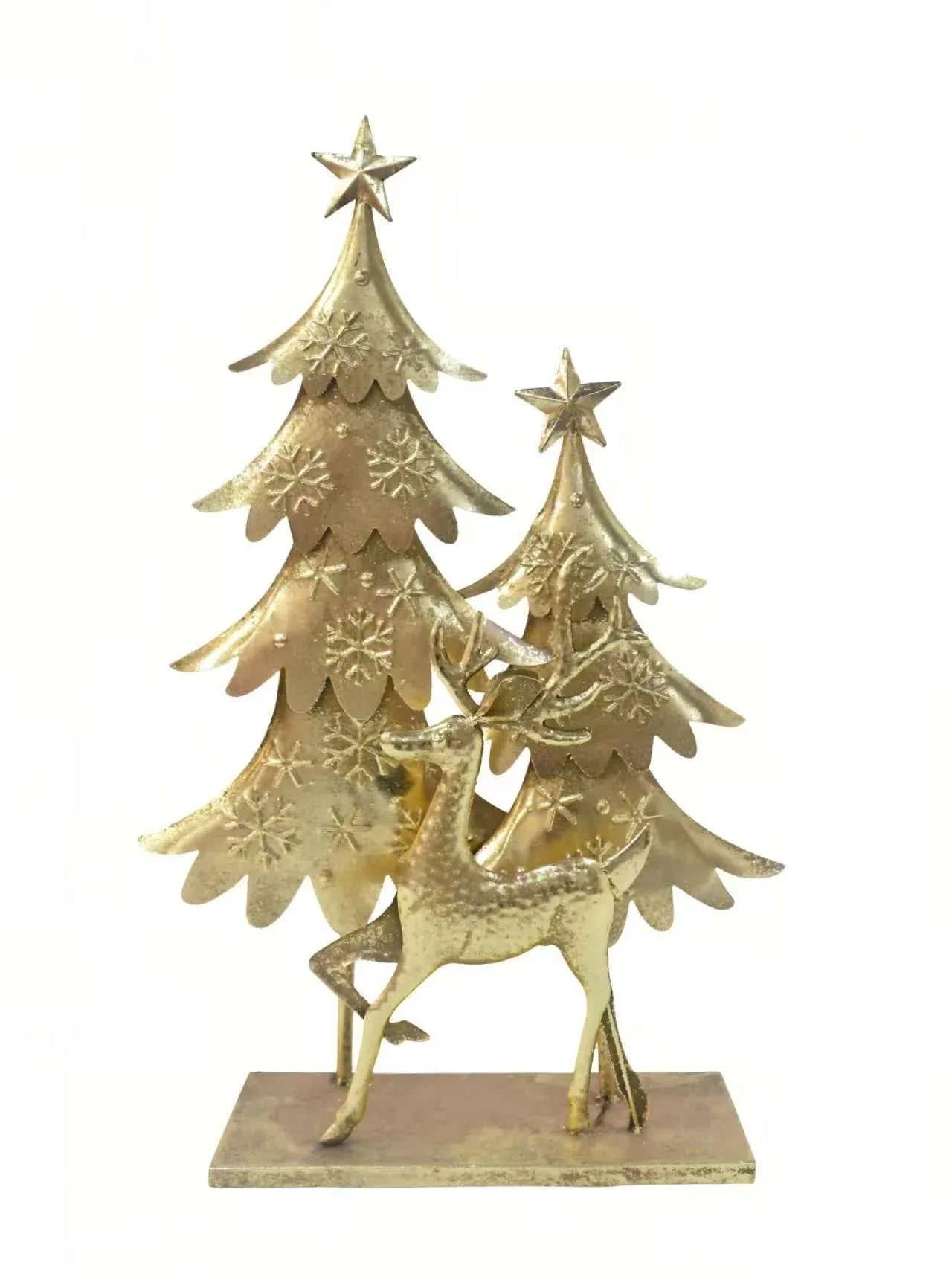 Bulk 4 Rustic Gold Metal Xmas Tree & Reindeer 40x11x59cm