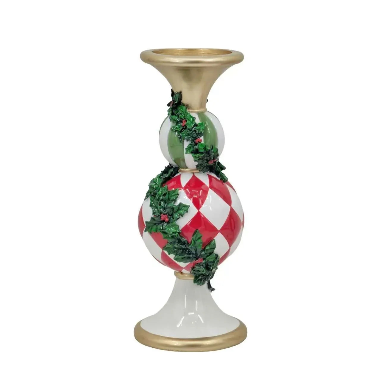 Bulk 4 Christmas Ball Candle Holder W Holly Leaf 12x12x30cm