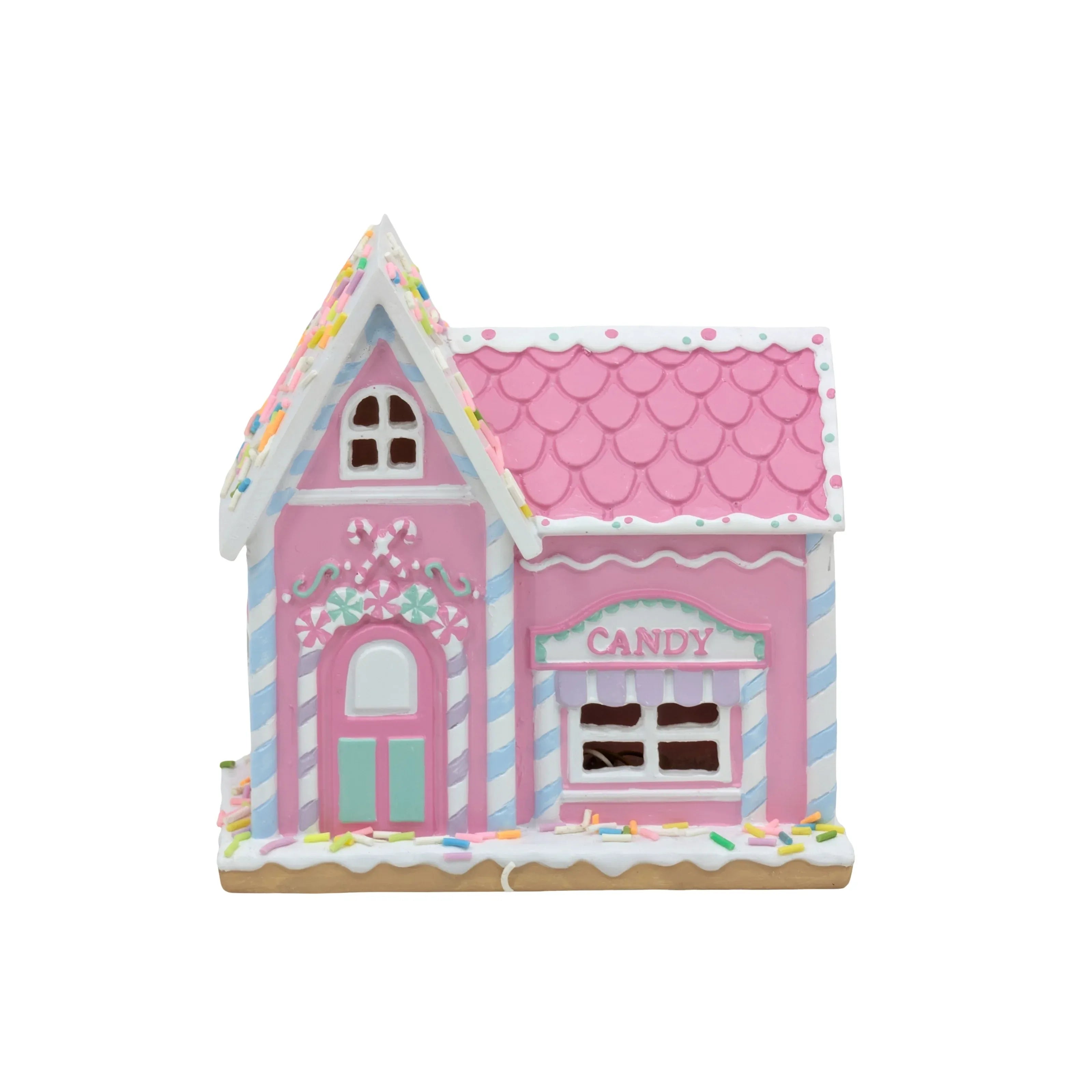 Bulk 6 Polyresin Xmas Pastel Candy Shop 15x8x15.5cm