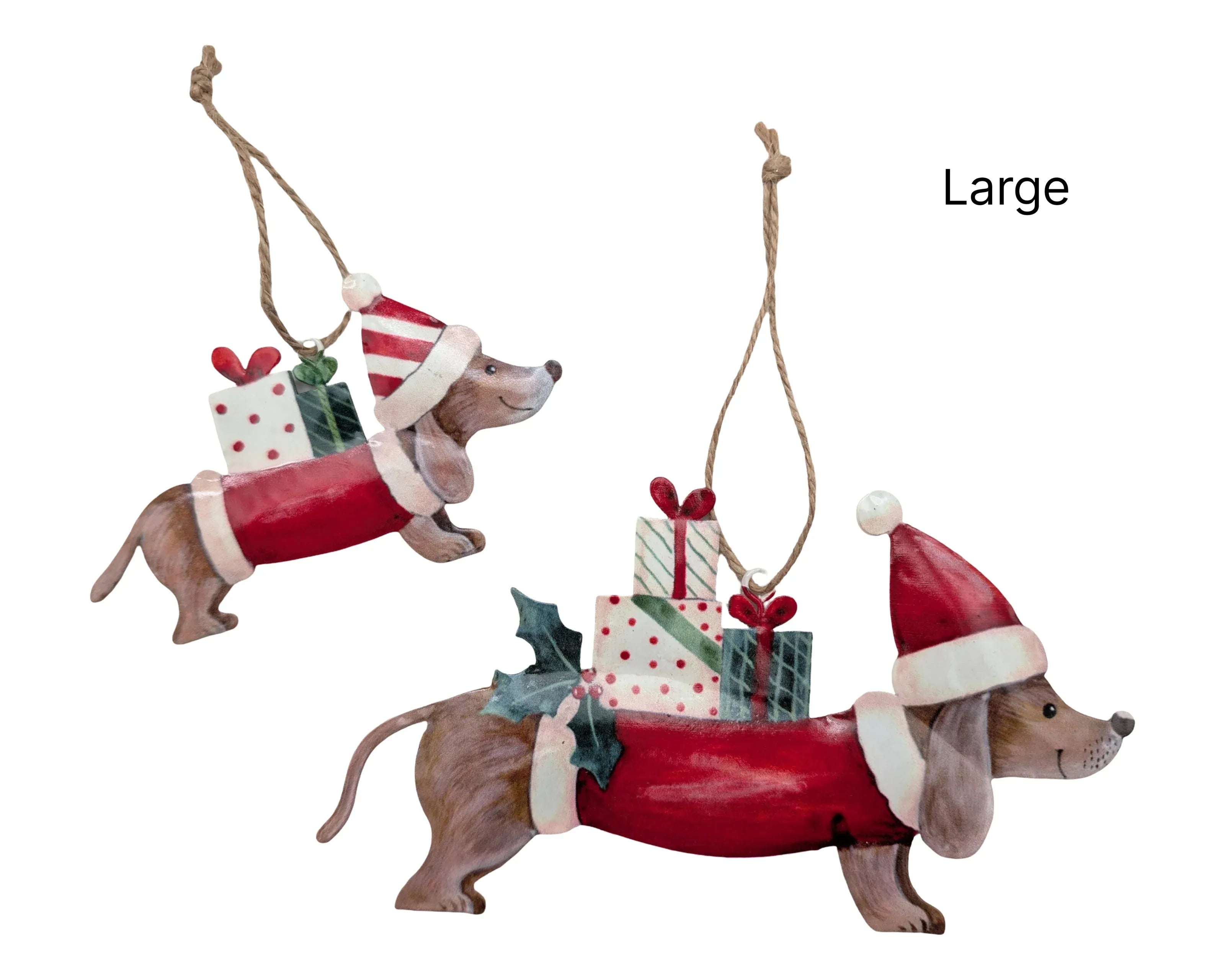 Bulk 12 Xmas Metal Dashund Hanger Lrg 19.5x10.5cm