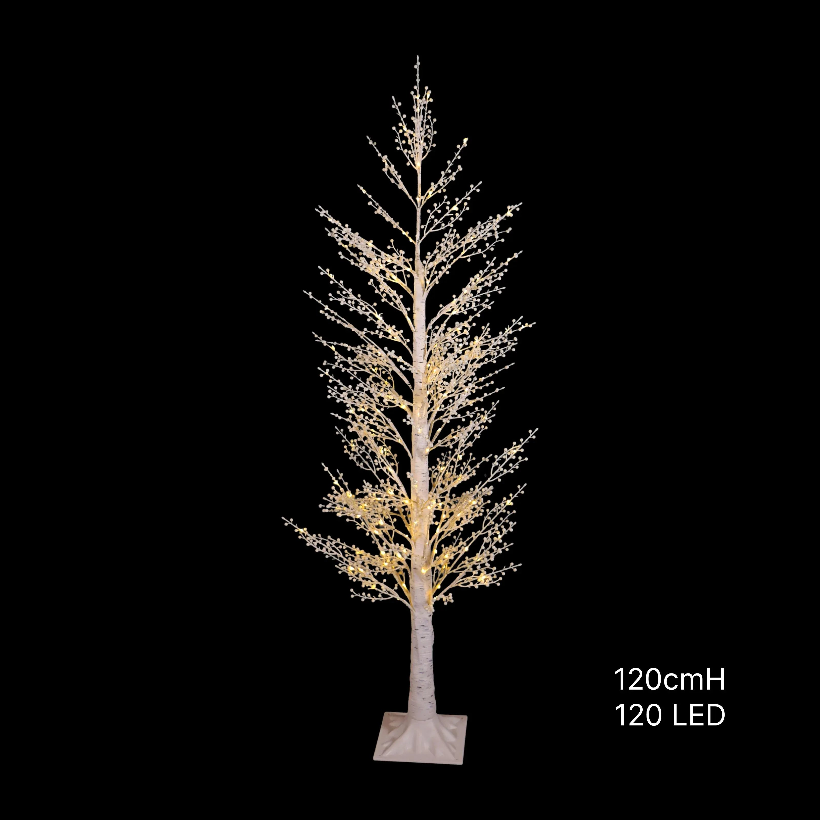 Bulk 2 Xmas Winter Berry Light Up Tree 120cm 120led