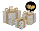 Bulk 2 Xmas Led Iridescent Tinsel Gift Box s/3 25cm 25led