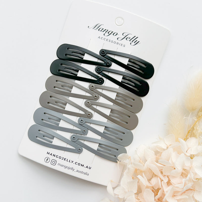 Essential Snap Hair clips - Black - 6 Pieces