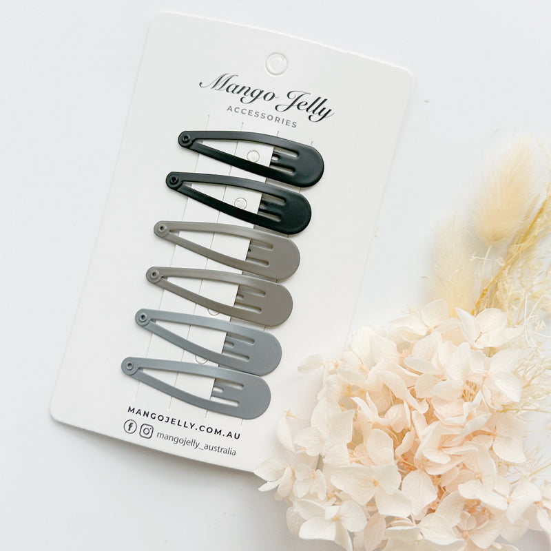 Essential Snap Hair clips - Black - 6 Pieces