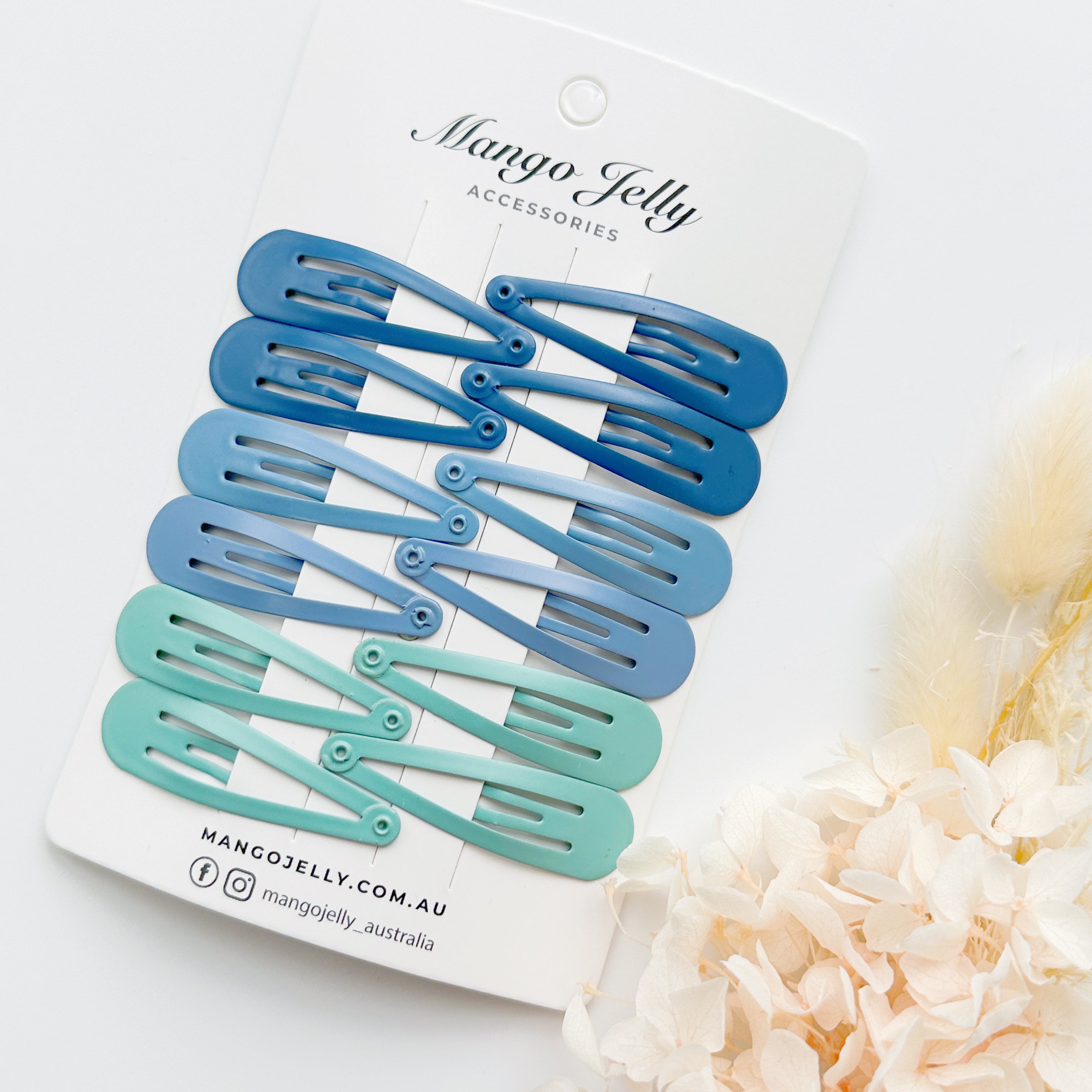 Essential Snap Hair clips - Blue - 12 Pieces