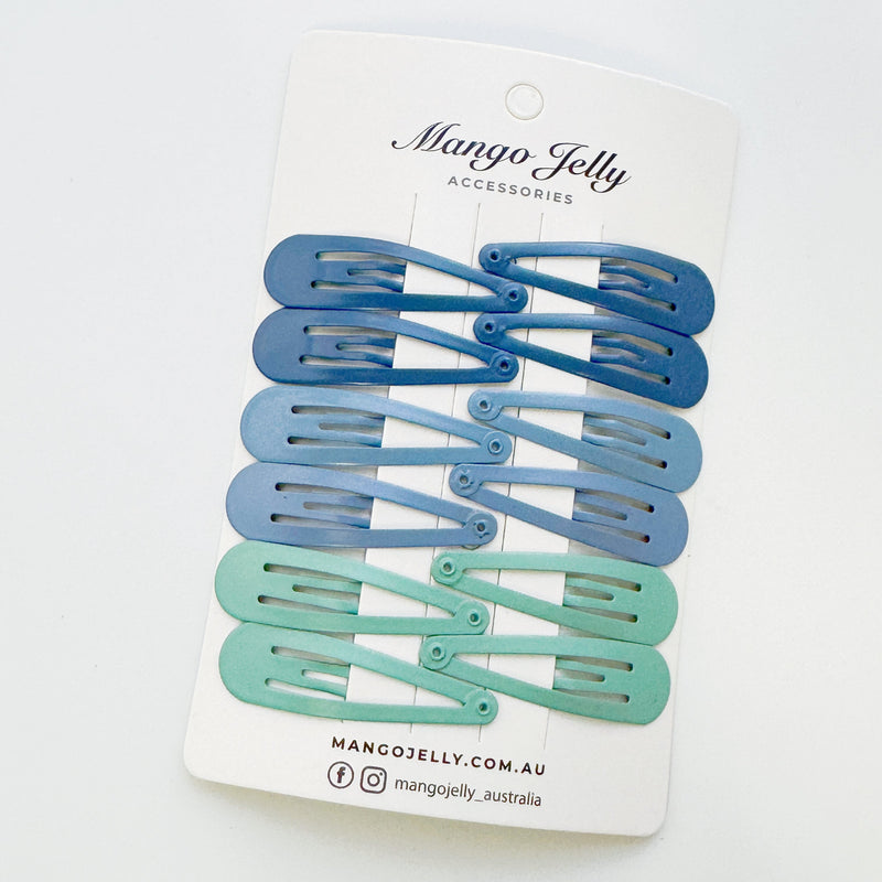 Essential Snap Hair clips - Blue - 12 Pieces